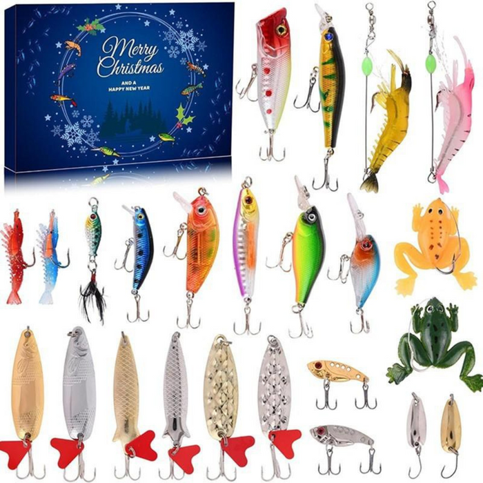 24 Piece Christmas Holiday Fishing Lure Gift Set