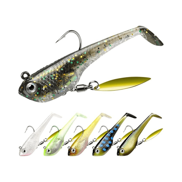 Pre-Rigged Soft Fishing Lures With Spinner Ready-to-Use Baits