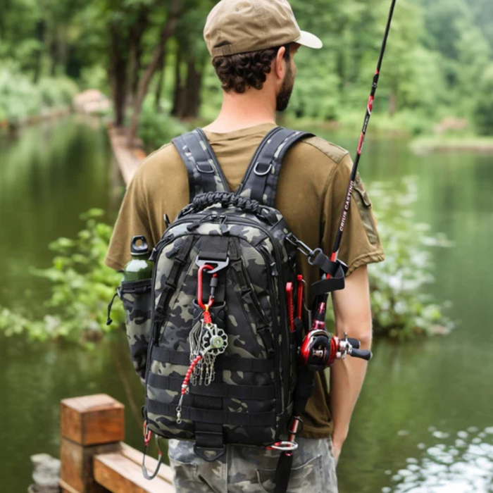 Fishing Tackle Backpack With Rod Holder