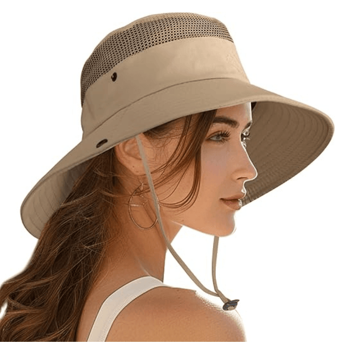 Wide Brim Sun Hat With Mesh Ventilation