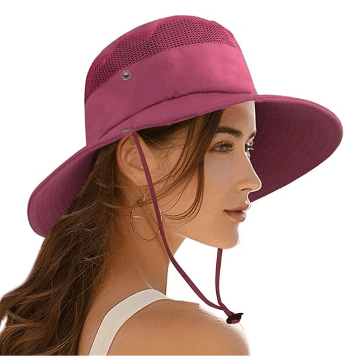 Wide Brim Sun Hat With Mesh Ventilation