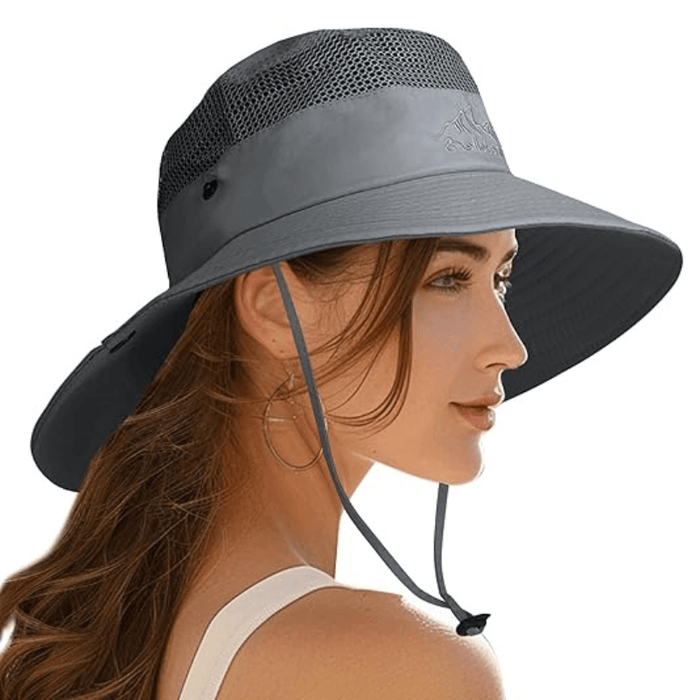 Wide Brim Sun Hat With Mesh Ventilation