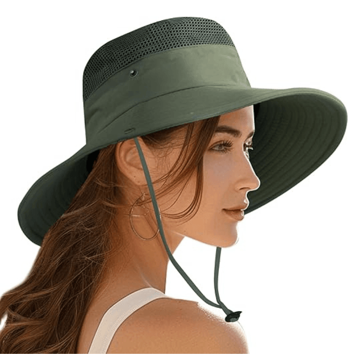 Wide Brim Sun Hat With Mesh Ventilation