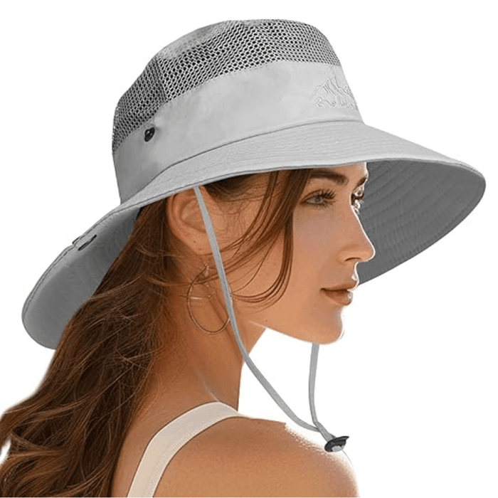 Wide Brim Sun Hat With Mesh Ventilation