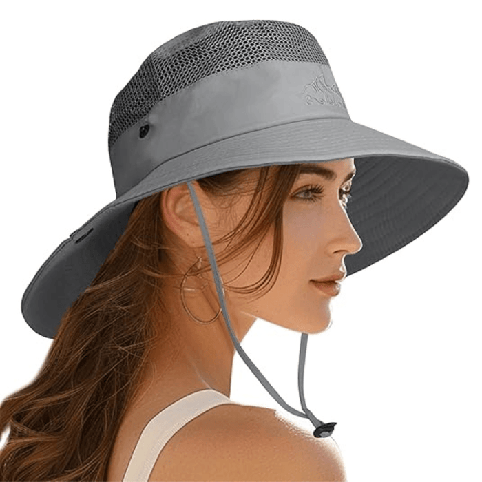 Wide Brim Sun Hat With Mesh Ventilation