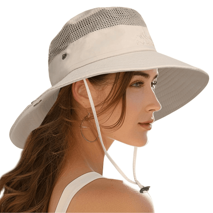 Wide Brim Sun Hat With Mesh Ventilation