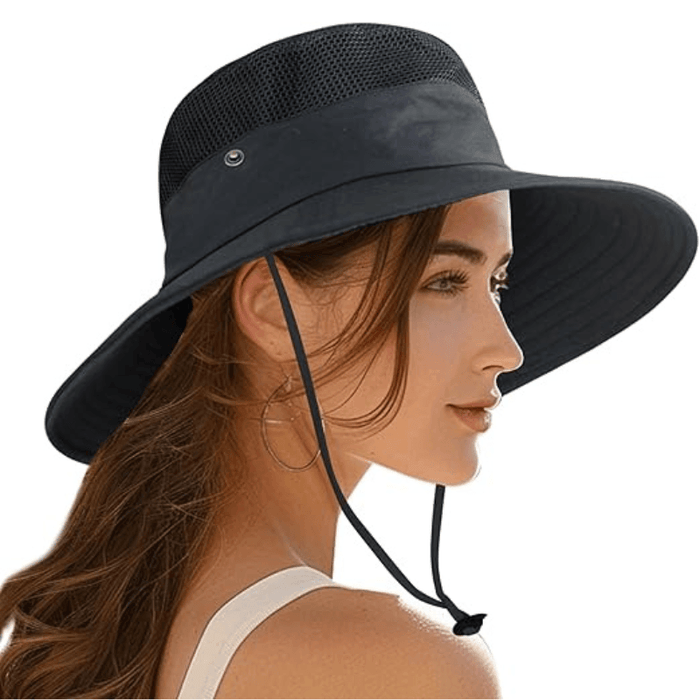 Wide Brim Sun Hat With Mesh Ventilation