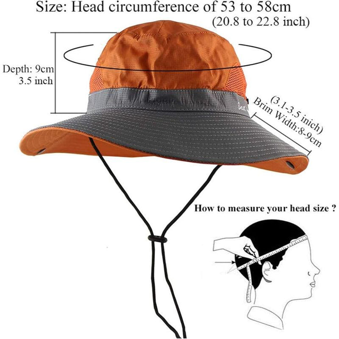 Packable Wide Brim Sun Hat With Adjustable Fit And Ponytail Opening