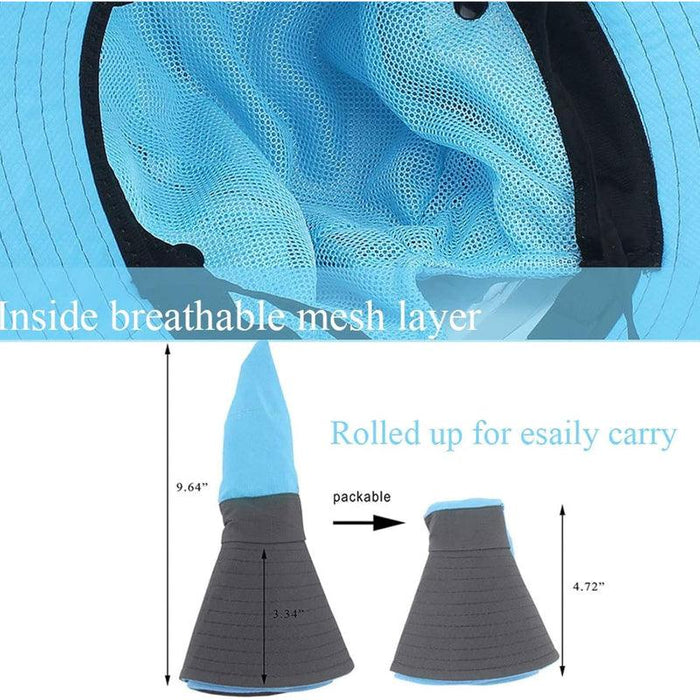 Packable Wide Brim Sun Hat With Adjustable Fit And Ponytail Opening