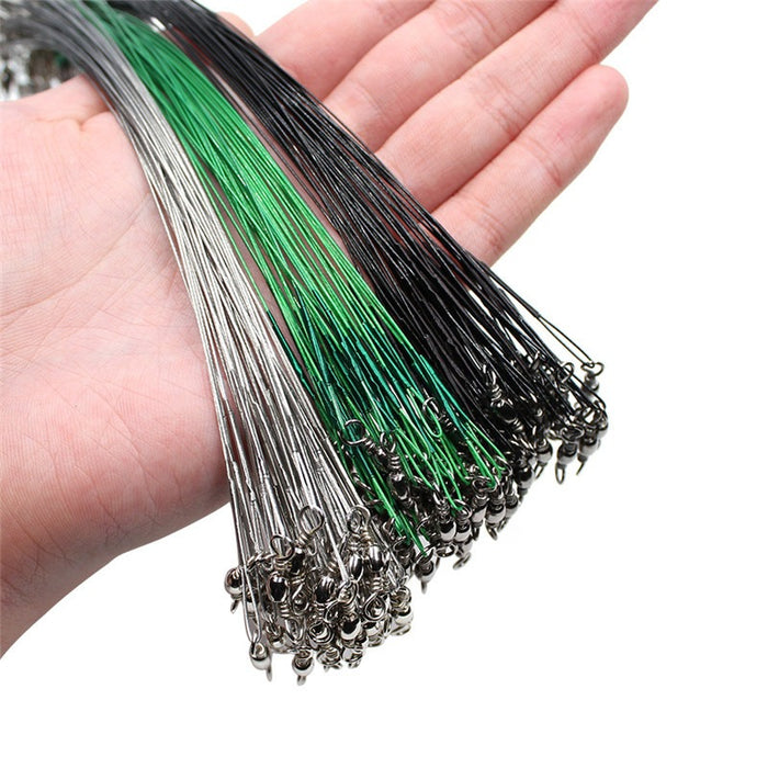 Anti-Bite Steel Wire Leader Fishing Line with Swivel Accessory