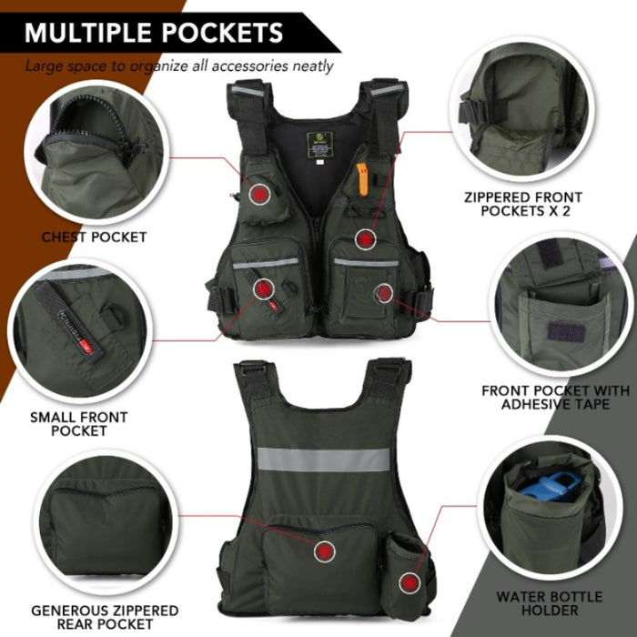 Life Jacket Buoyancy Vest with Water Bottle Holder