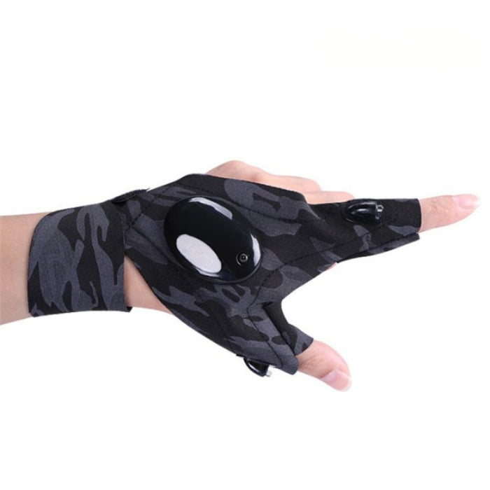 LED Flashlight Waterproof Fingerless Fishing Gloves