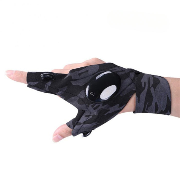 LED Flashlight Waterproof Fingerless Fishing Gloves