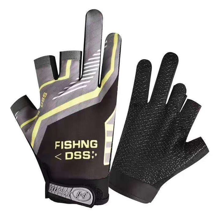 Anti-Slip Breathable Three Cut Finger Fishing Gloves