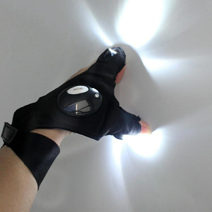 LED Flashlight Waterproof Fingerless Fishing Gloves