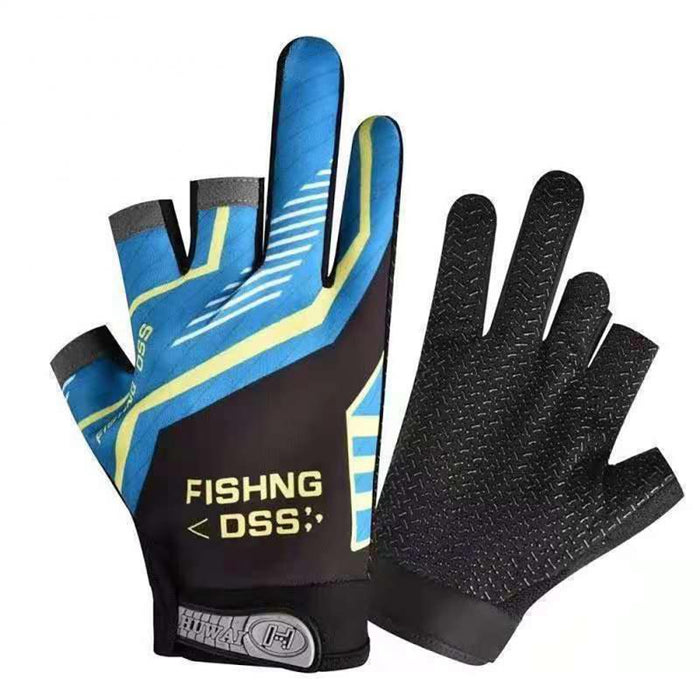 Anti-Slip Breathable Three Cut Finger Fishing Gloves