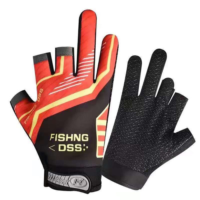 Anti-Slip Breathable Three Cut Finger Fishing Gloves